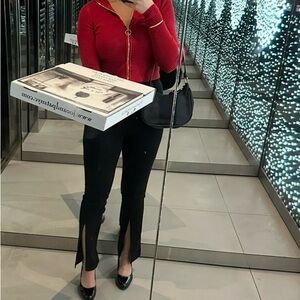 Red Sweater with Gold Zipper | Medium M